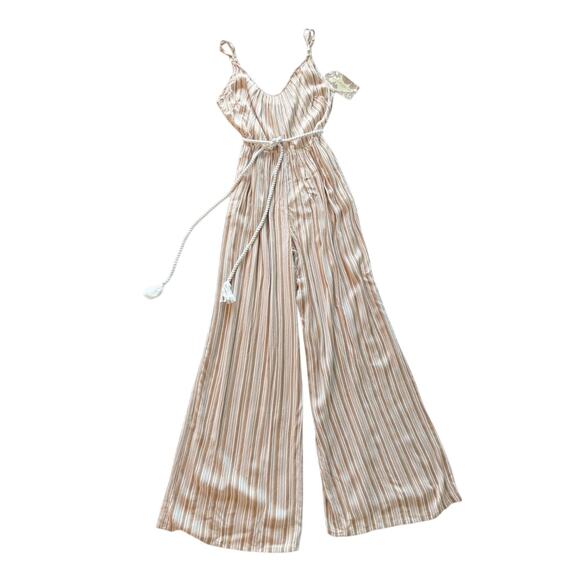 NWT Band of Gypsies Pant Jumpsuit Mustard Yellow Stripe size Small - Picture 1 of 8